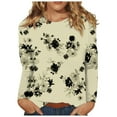 thumbnail image 2 of MesaSe Femmes Mode Quotidien Polyvalent Décontracté Col Rond Manches Longues Imprimé Top Bleu L, 2 of 5