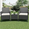 thumbnail image 5 of Emorefun 3 Piece Patio Conversation Sets, Outdoor Patio Bistro Sets with Coffee Table for Garden, Yard, Balcony, Black/Beige, 5 of 7