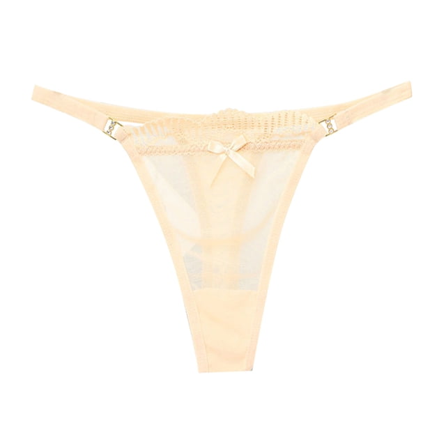 Aayomet Culotte Femme Taille Basse Ultra Fine Transparente en Maille (Beige, m)