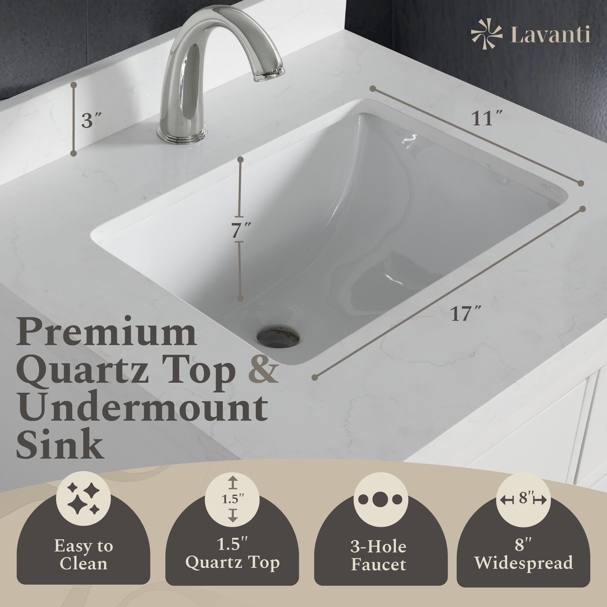 Lavanti Oakford Solidwood 30-inch Bathroom Vanity with Sink - Stylish White