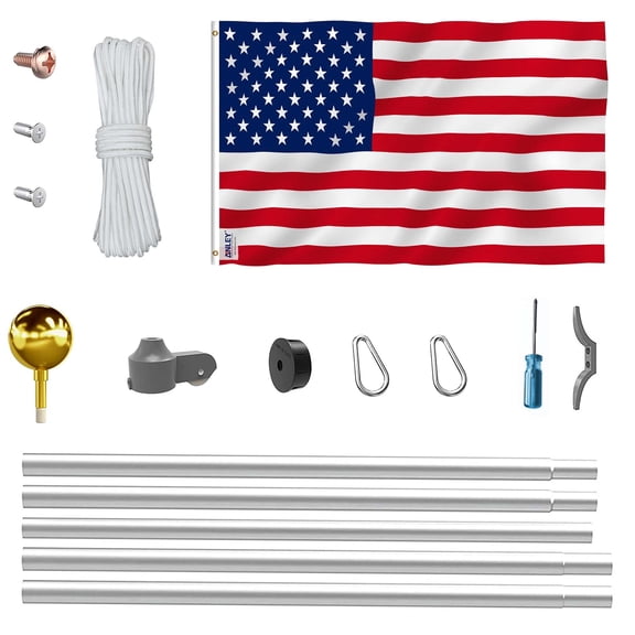 Thanaddo 20 FT Heavy Duty Sectional Flag Pole Kit, Extra Thick Aluminum Flagpole for Outdoor In-Ground Use, Silver