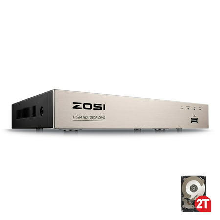 ZOSI 1080p 8-Channel Video Security DVR Recorder 2TB HDD 4-in-1 960H CVI TVI AHD Easy Remote Smartphone (Best Hdd For Dvr)