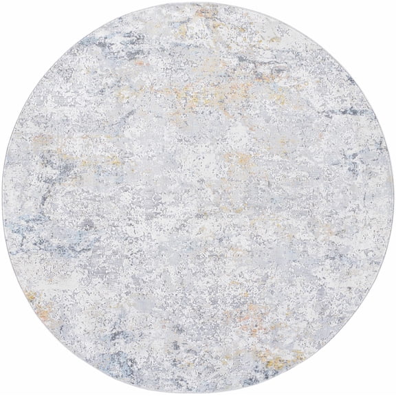 BoutiqueRugs Harue Contemporary Area Rug - Light Gray, Cloud Gray, Smoke - 6'7" Round