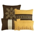 thumbnail image 3 of 7-Pieces Naenia Brown and Yellow Comforter Set , Beige Yellow Brown Bedding Set Queen Size, 3 of 7
