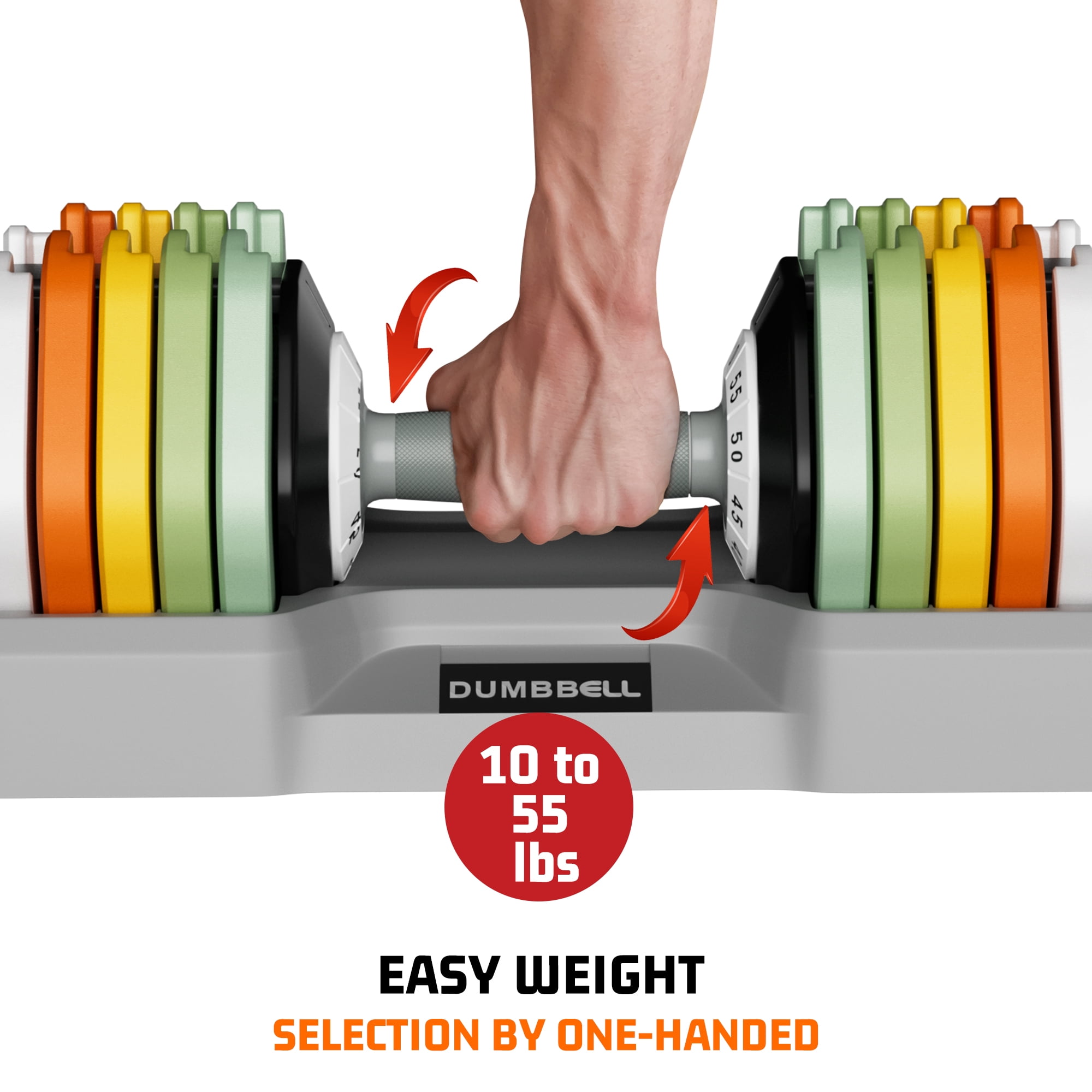 SKOK Adjustable Dumbbell Set 10-55 lbs Pair for Home Gym Fitness Colorful (2 BOX)