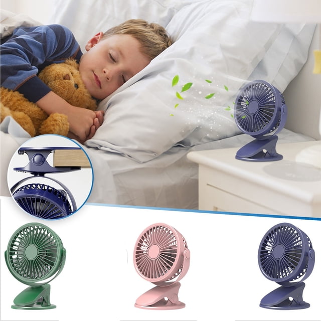 Fiudx Ventilador de Escritorio Usb, Silencioso, 3 Velocidades, Rotación de 360°, Portátil, con Clip, para Casa, Oficina y Coche, Velocidad Ajustable, Ligero, Tamaño 18 X 13,5 X 11 Cm