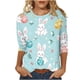 thumbnail image 1 of Tops de Cuello Redondo para las Mujeres Blusas Casuales 3/4 Manga Estampado de Carnaval Camiseta de Moda de Verano, 1 of 7