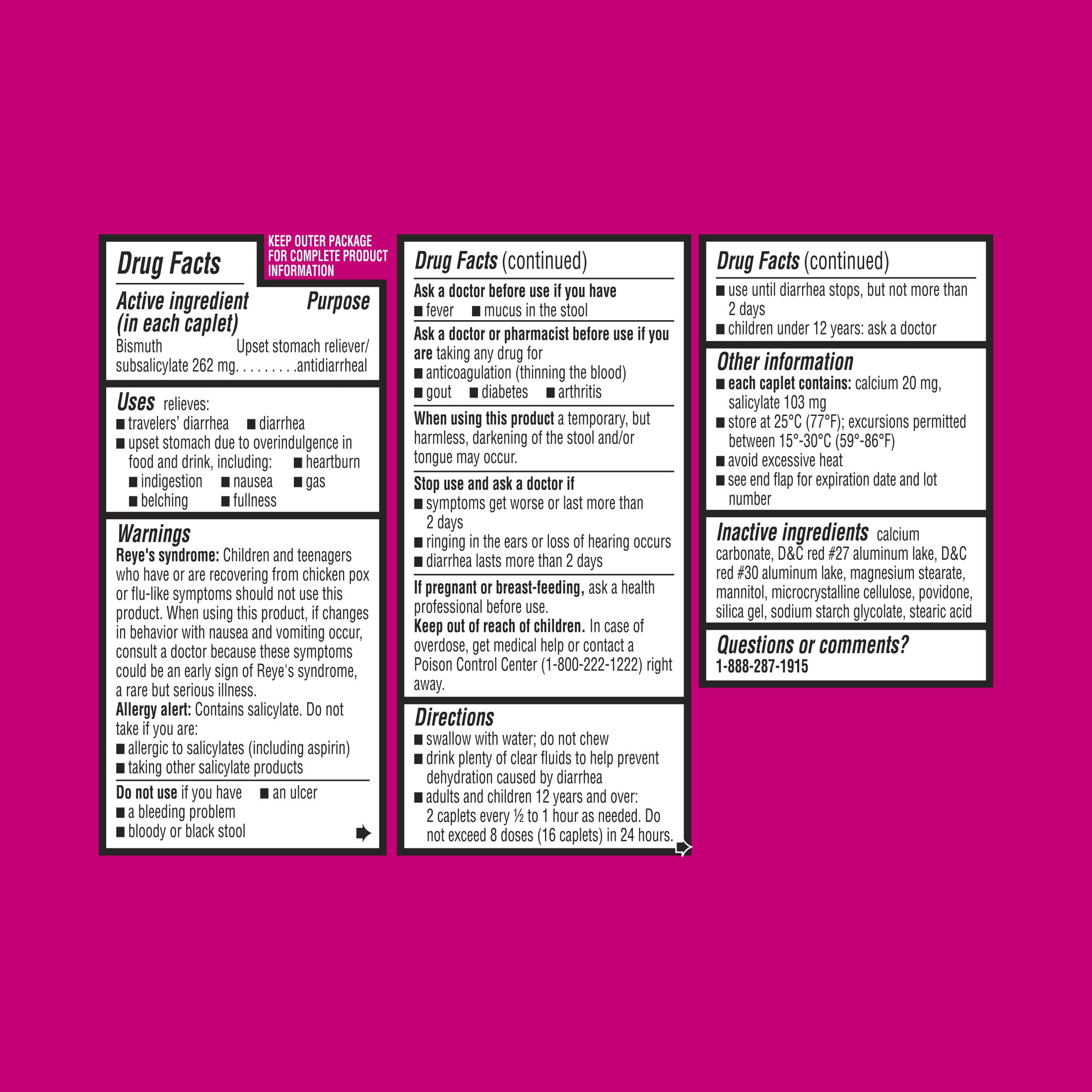 Equate Bismuth Caplets for Adult Stomach Relief, 262 mg, 40 Ct