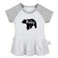 thumbnail image 4 of Pack of 2, Baby Bear & I'm Not A Baby Funny Dresses For Baby, Newborn Babies Skirts, Infant Princess Dress, Toddler Frocks (Gray Raglan Dresses, 0-6 Months), 4 of 5