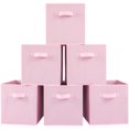 thumbnail image 1 of Bolsas de almacenamiento de tela estéreo, 6 unidades, plegables con asas, color rosa, 1 of 9