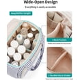 thumbnail image 5 of Large Makeup Bag Travel Toiletry Bag for Women, Wide-open Cosmetic Make up Organizer with Handle, Wet Pocket, Travel Bag for Toiletries, Blue Stripe, 5 of 10