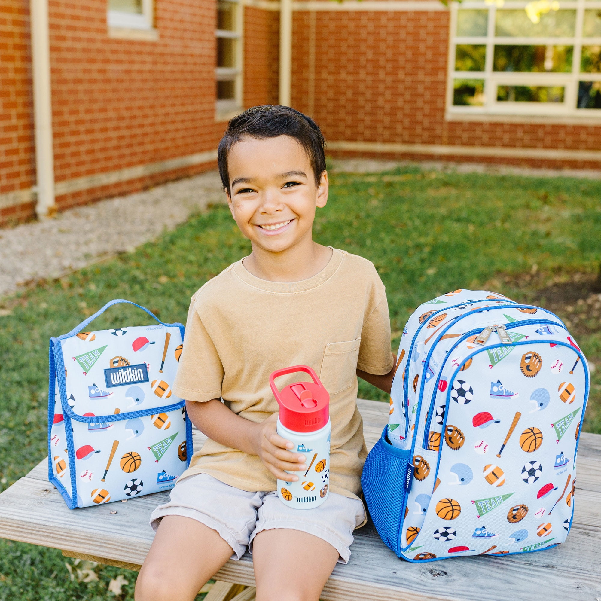 Wildkin Kids 15 Inch School and Travel Backpack for Boys and Girls (Game On Blue)
