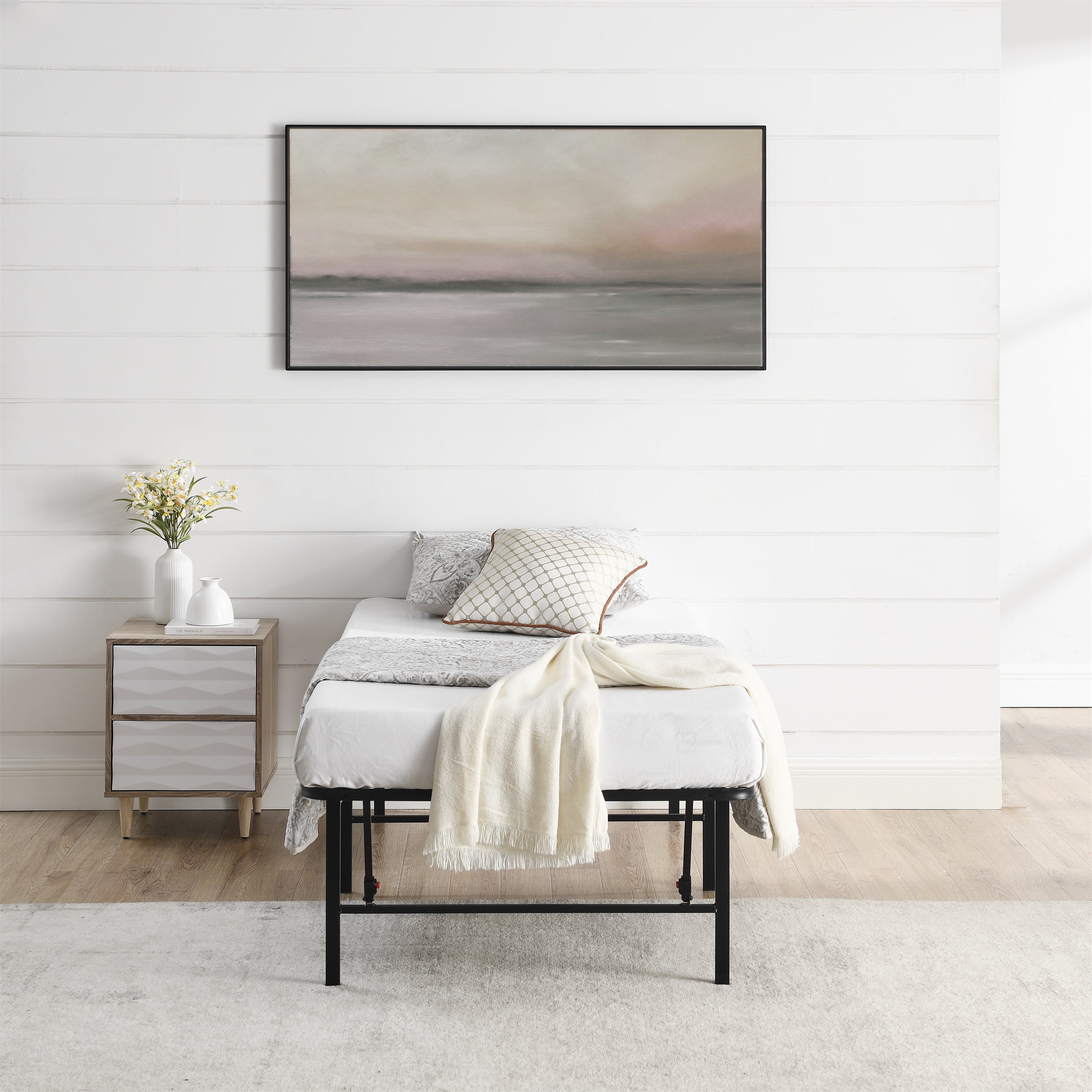 Mainstays bed frame platform twin sale size foldable metal steel