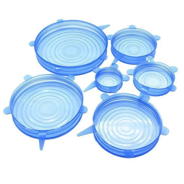 Conjunto de 6 Tapas de Silicona Flexibles para Almacenar Alimentos en Tonos Vibrantes 2 piezas