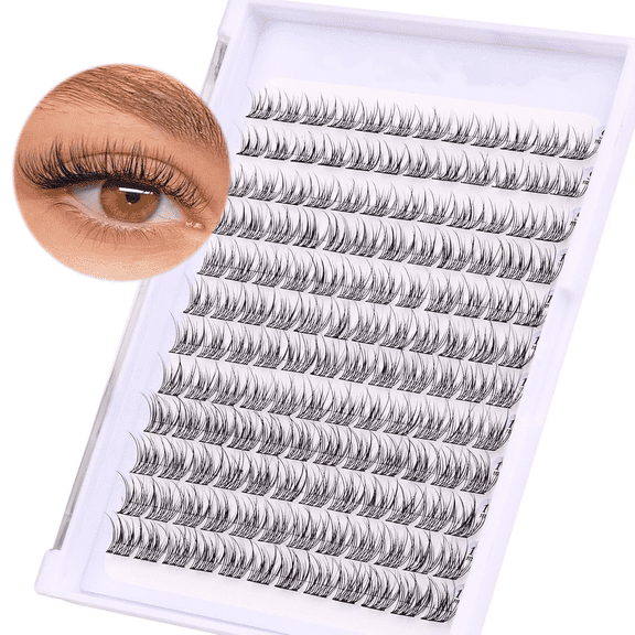 144 Pcs Natural C-Curl Cluster Lashes – Faux Mink Individual Eyelash Extensions (9-11mm) for DIY At-Home Lash Look