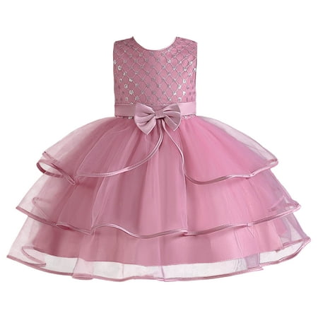 

Little Child Girls Dresses Solid Color Sleeveless O-Neck Summer Bowknot Princess Performance Fashion Cute Comfy Soft Sundress For Children