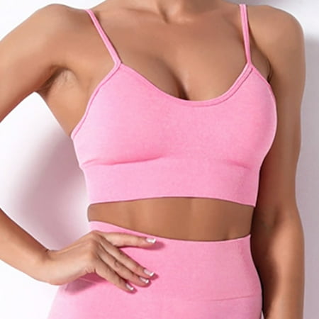 

SHUDAGENG Women s Seamless Knitting Breast Wrapping Sleep Yoga Motion Bras Pink