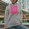 thumbnail image 2 of Kind Heart, Brave Soul Quote, Groovy Retro Wavy Text Merch Gift, Heather Grey Hooded Sweatshirt or Hoodie, XL, 2 of 5
