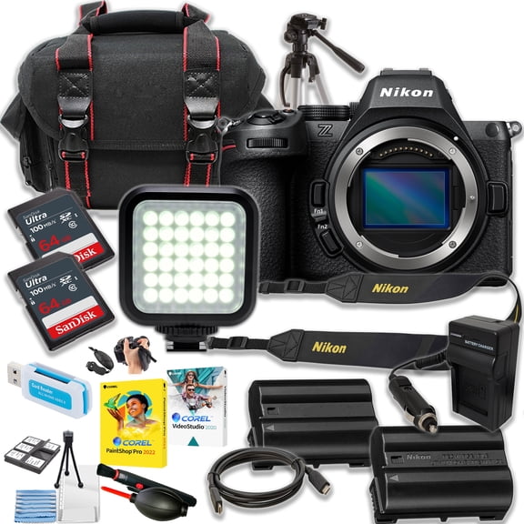 Nikon Z5 II Mirrorless Camera (Body Only) with 64GB SD Memory Card, Tripod, and Camera Case – 18-Piece Accessory Bundle (International Version)