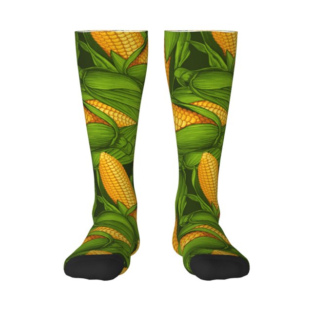 Gaeub Chaussettes Design Imprimé Maïs Frais Chaussettes Hautes Extensibles pour Hommes Femmes Adolescents, Chaussettes de Softball Soccer pour Randonnée, Sport
