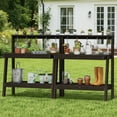 thumbnail image 7 of SERWALL Outdoor Potting Bench Set of 2 with Storage & Hooks, 3-Tier Heavy-Duty HDPE Garden Workstation Table, All-Weather Potting Table for Patio & Backyard, 34.8’’W x 17.7’’D x 45.5’’H - Coffee, 7 of 7
