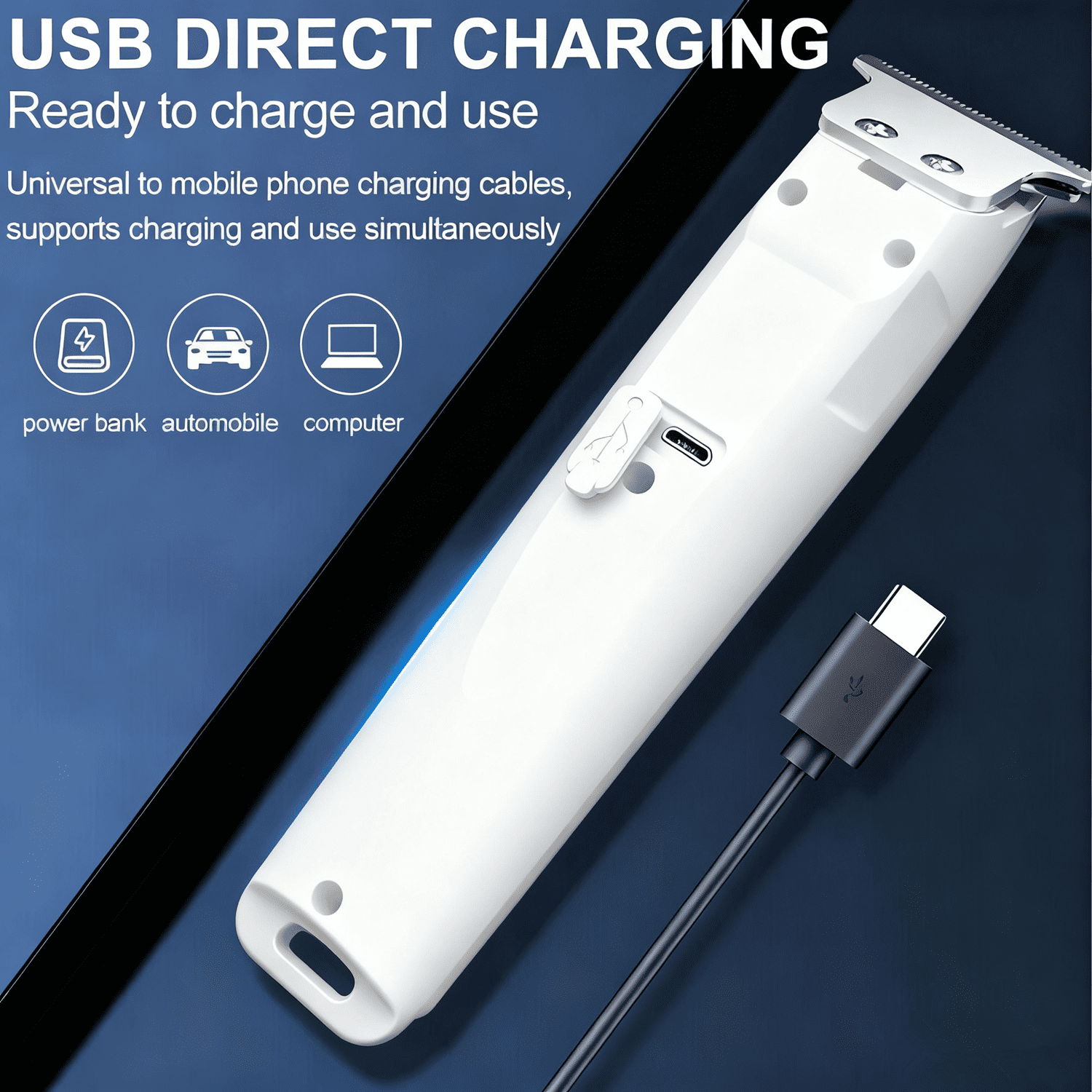 Men Pro Electric Hair Clippers Beard Trimmer Cutting Barber Shaving Machine, White