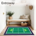 thumbnail image 3 of ODIKA 2'x3' Machine Washable Non-Slip Area Rug, Tennis Court Crossed Rackets Balls Design High Traffic Rug with Pad, Green, 841149, 3 of 8