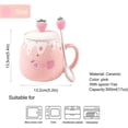 thumbnail image 4 of Tazas bonitas de fresa, taza de café rosa, taza de cerámica Kawaii, té de la mañana, taza de leche y fruta con tapa encantadora, cuchara, novedad creativa, 500ml, 4 of 5
