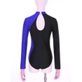 thumbnail image 4 of inlzdz Women Shiny Rhinestone Gymnastics Ballet Leotard Figure Skating Dance Bodysuit Long Sleeve Catsuit Ballerina Royal Blue L, 4 of 7