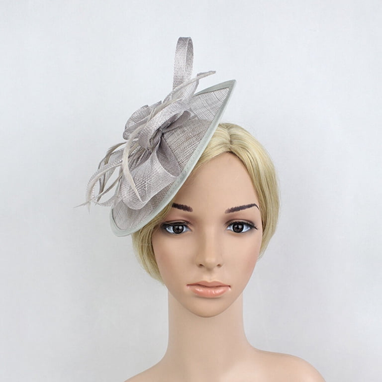 WHAMVOX Vintage Fascinator Headband for Women Grey Elegant  display picture 1