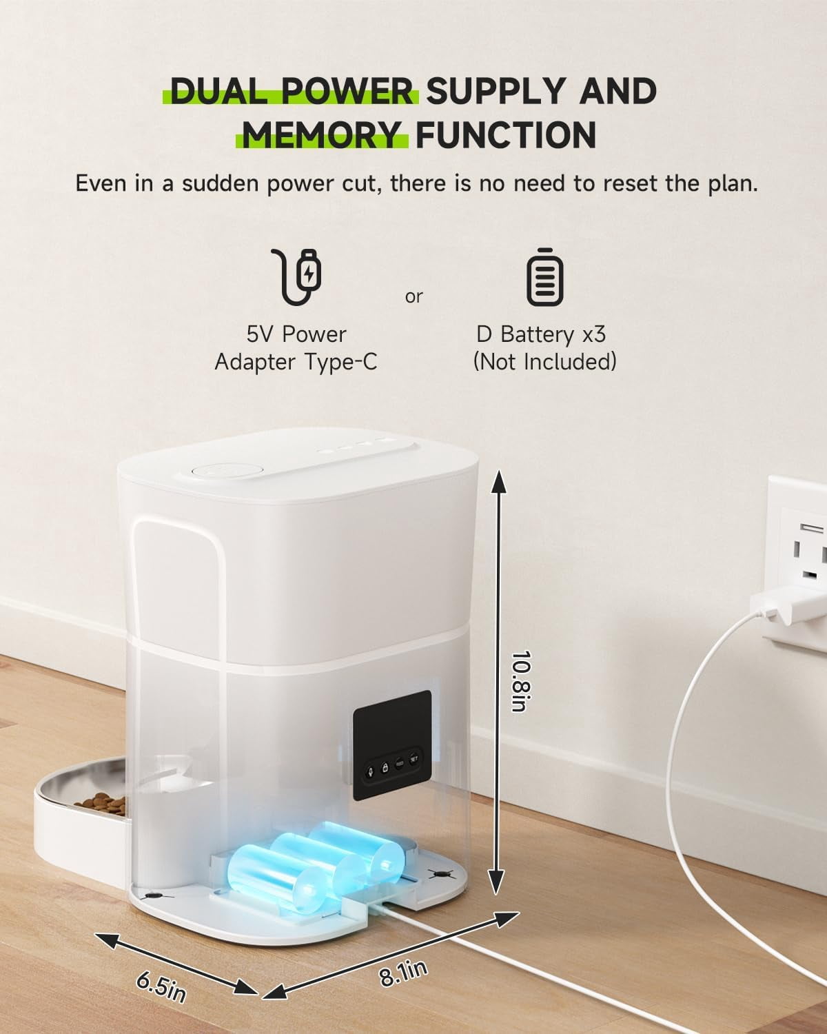 APETDOLA Automatic Cat Feeder with 5G Wi-Fi, 3L Timed Pet Food Dispenser for Dry Food, App Control & Voice Recording