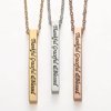 Personalized Planet Vertical 4-sided Bar 'Thankful' Engraved Name Necklace ,Women's