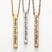 Personalized Planet Vertical 4-sided Bar 'Thankful' Engraved Name Necklace ,Women's