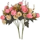 thumbnail image 1 of XmhyTop Flores artificiales, 2 paquetes de rosas artificiales, 24 pequeñas rosas de seda, flores de plástico, plantas para el hogar, hoteles, bodas, decoraciones de mesas navideñas, color rosa, 1 of 4