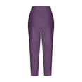thumbnail image 4 of Women's High Waist Open Bottom Joggers Sweatpants Loose Fit Yoga Pants with Pockets Lightweight Athletic Lounge Casual Wear Purple S, 4 of 9