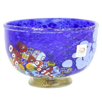 GlassOfVenice Murano Glass Millefiori Bowl - Blue