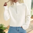 thumbnail image 2 of XIAOCHA Womens Sweaters Minimalist Half Zip Turtleneck Short Pullover Sporty Sweater Winter Solid Color Soft Loose Long Sleeves Knit Blouses, 2 of 5