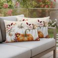 thumbnail image 3 of Outdoor Pillow Covers 20x12 Set of 2, Fall White Pumpkin Waterproof Patio Throw Pillow Covers for Couch Sofa Chair, Thanksgiving Orange Leaves Country Decorative Pillowcases for Throw Pillows, 3 of 9
