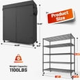 thumbnail image 6 of REIBII Wire Shelving Unit with Cover & Wheels, 5 Tier Heavy Duty Metal Storage Rack, 45"W x 17.72"D x 72.83"H, 6 of 9