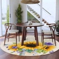 thumbnail image 4 of Sunflower Round Area Rugs Collection 5', Yellow Flowers Summer Botanical Pastoral Rustic Non Slip Indoor Circular Throw Runner Rug Floor Mat Carpet for Living Room Dining Table Bedroom Nursery, 4 of 9