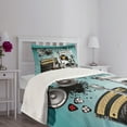 thumbnail image 3 of Ambesonne Rock Music Quilted Bedspread Set 2 Pcs, Records Speakers, Twin Size, Multicolor, 3 of 5