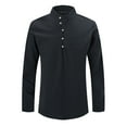 thumbnail image 2 of Fashion Fall Shirts for Mens Plus Size Casual Solid Color Long Sleeve Round Neck Collar Blouse, 2 of 9