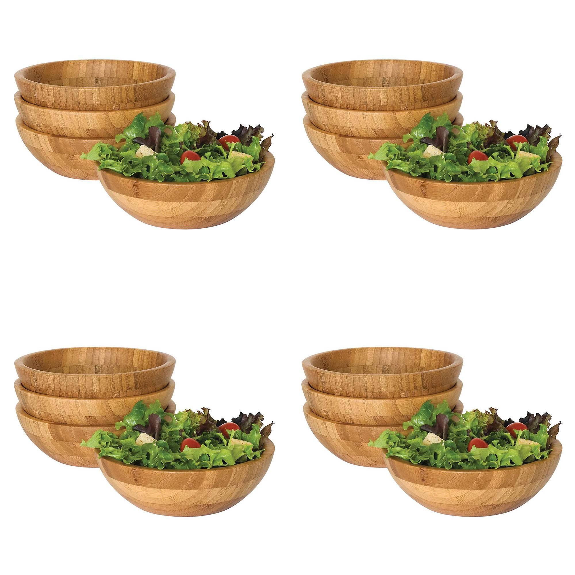 Lipper International Bamboo Small Strong Salad Wooden Serving Bowls (16