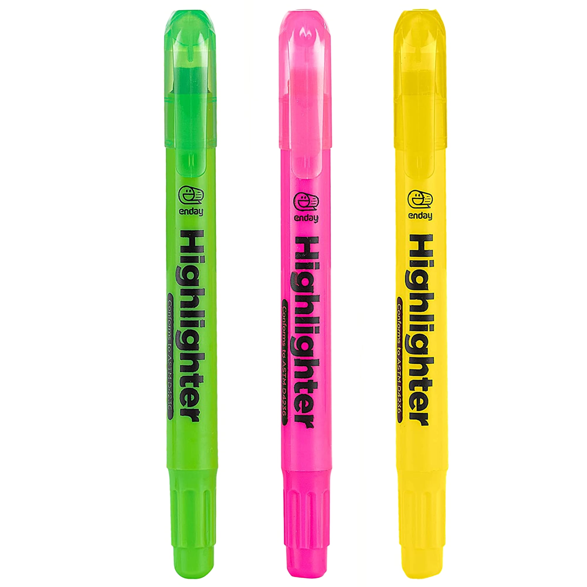 Enday Gel Highlighters Colored High Lighters for Bibles and School Journaling No Bleed 1 Pack of 3