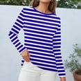 thumbnail image 6 of Women's Long Sleeve Striped T-Shirt, Casual Red and White Crew Neck Top, Soft Cotton Blend, 6 of 8
