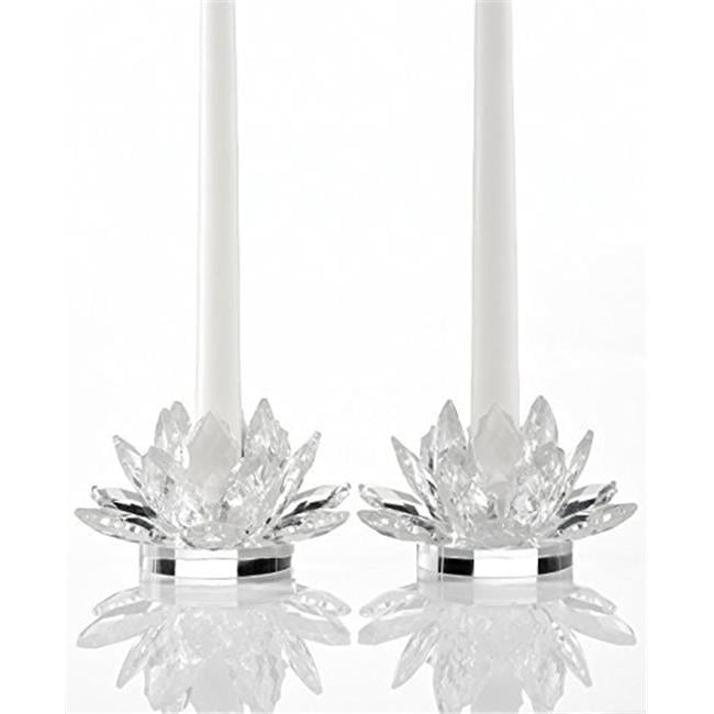 Godinger Lotus Candlesticks Clear Crystal 