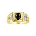 thumbnail image 1 of RYLOS Men's Rings Yellow Gold Plated Silver Rings Designer Weave Band 7X5MM Oval Gemstone &  Diamond Ring Onyx October Birthstone Rings For Men Size 8, 1 of 7