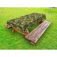 thumbnail image 1 of Camo Outdoor Tablecloth, Woodland Camouflage Pattern Abstract Concealment Hiding in Jungle, Decorative Washable Fabric Picnic Tablecloth, 58 X 104 Inches, Dark Green Pale Green Brown, by Ambesonne, 1 of 2