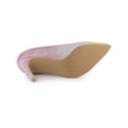 thumbnail image 6 of BLISSFUL STEP Women's Dress Shoes Glitter Pointed Toe Stiletto Heels Slip On Dress Pumps Pink 1 8.5, 6 of 8