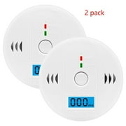 2Z 2 Pack CO Carbon Monoxide Detector, Digital Display Air Detection Warning Alerting Home Safety ,Battery Operated Alarm(White)
